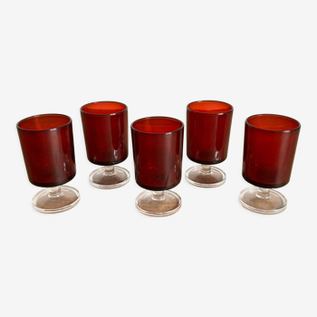 5 Luminarc red port glasses