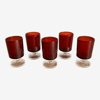 5 verres à porto rouge Luminarc