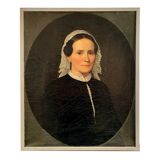 “Portrait of a woman in a black dress”, oil on canvas early 20th century