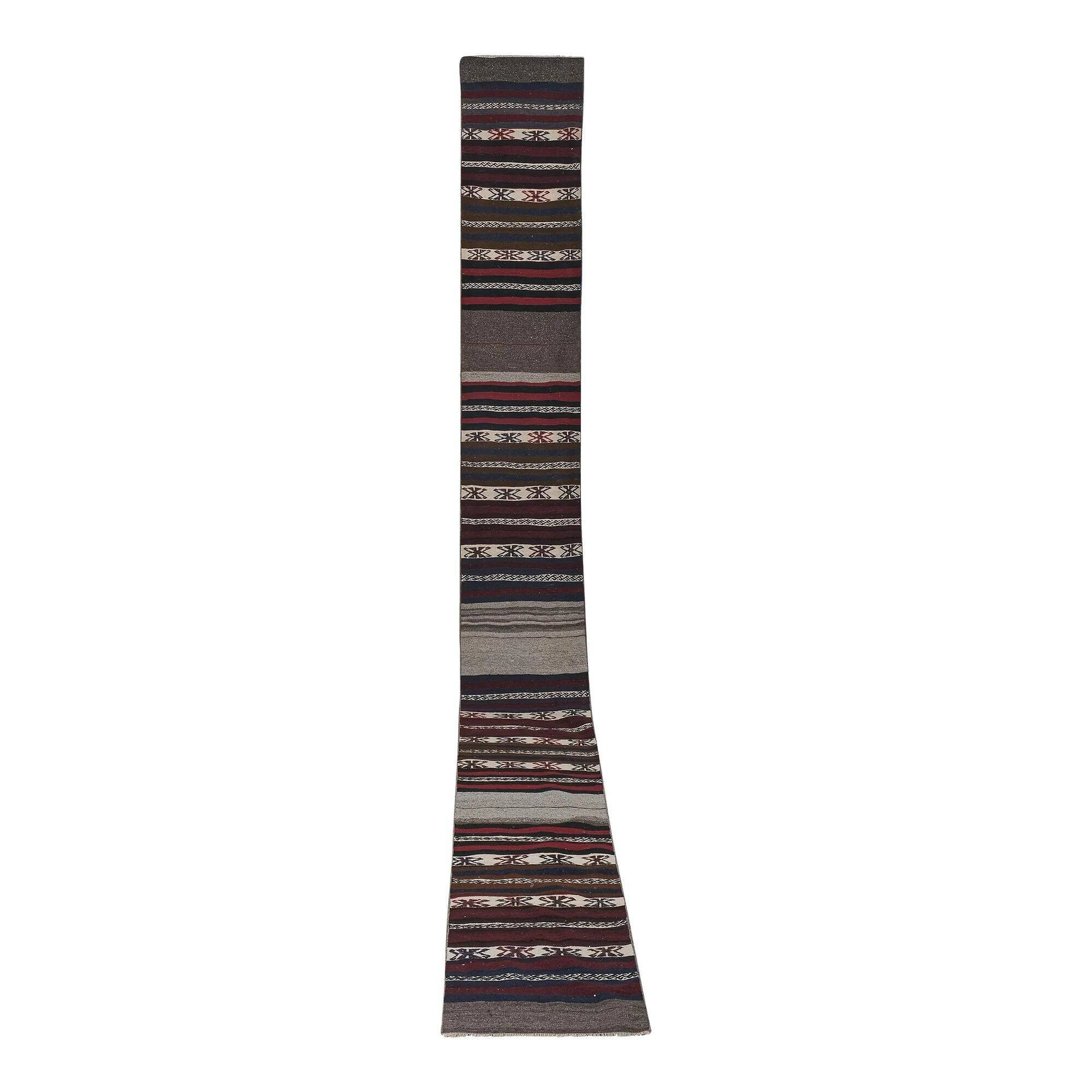 Vintage Turkish hallway rug 63x543 cm