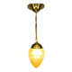 Art Deco Brass & Glass Pendant Light, Germany 1930s, Restored