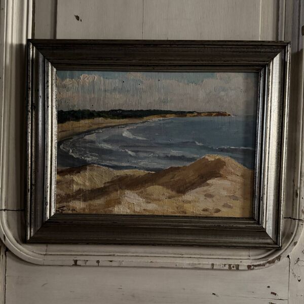 Huile sur panneau par M. Suilhor bord de plage XXe
