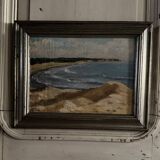 Oil on panel by M. Suilhor, beachfront, 20th century