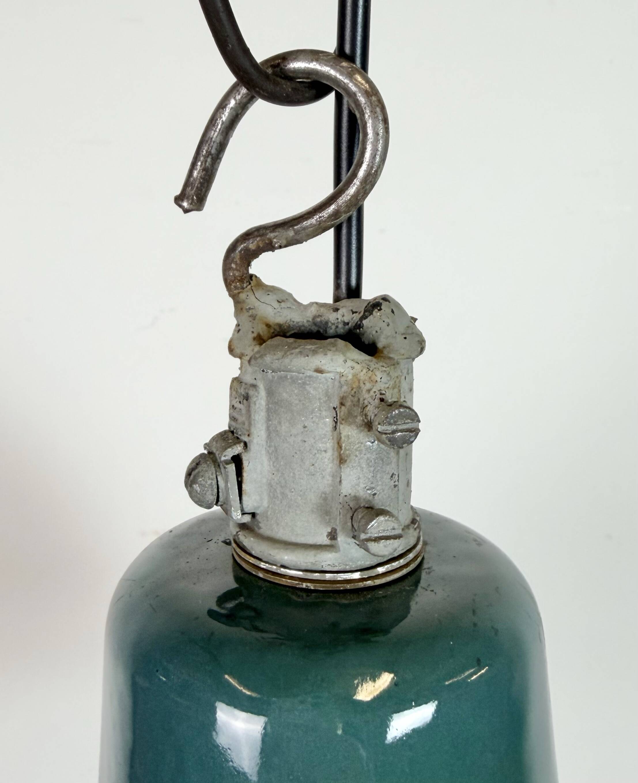 Industrial Petrol Enamel Factory Pendant Lamp, 1960s