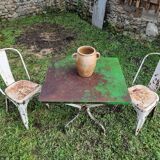 Vintage French Garden Set - Iron Table and 2 Chairs, 1950s