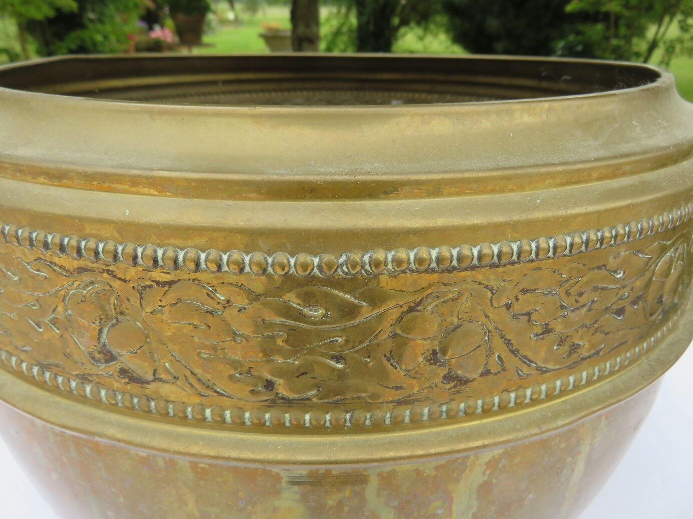 Art deco brass pot cover