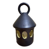 Black and yellow ceramic lantern hut signed by Claude Tabet d'Art.