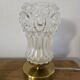 Vintage lamp in moulded/frosted glass and gold base in Art Deco style.
