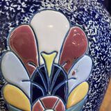 Pair of art deco enameled earthenware vases signed Amphora - Made in Czechoslovakia