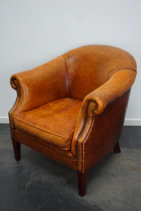 Vintage club armchair in cognac leather Netherlands
