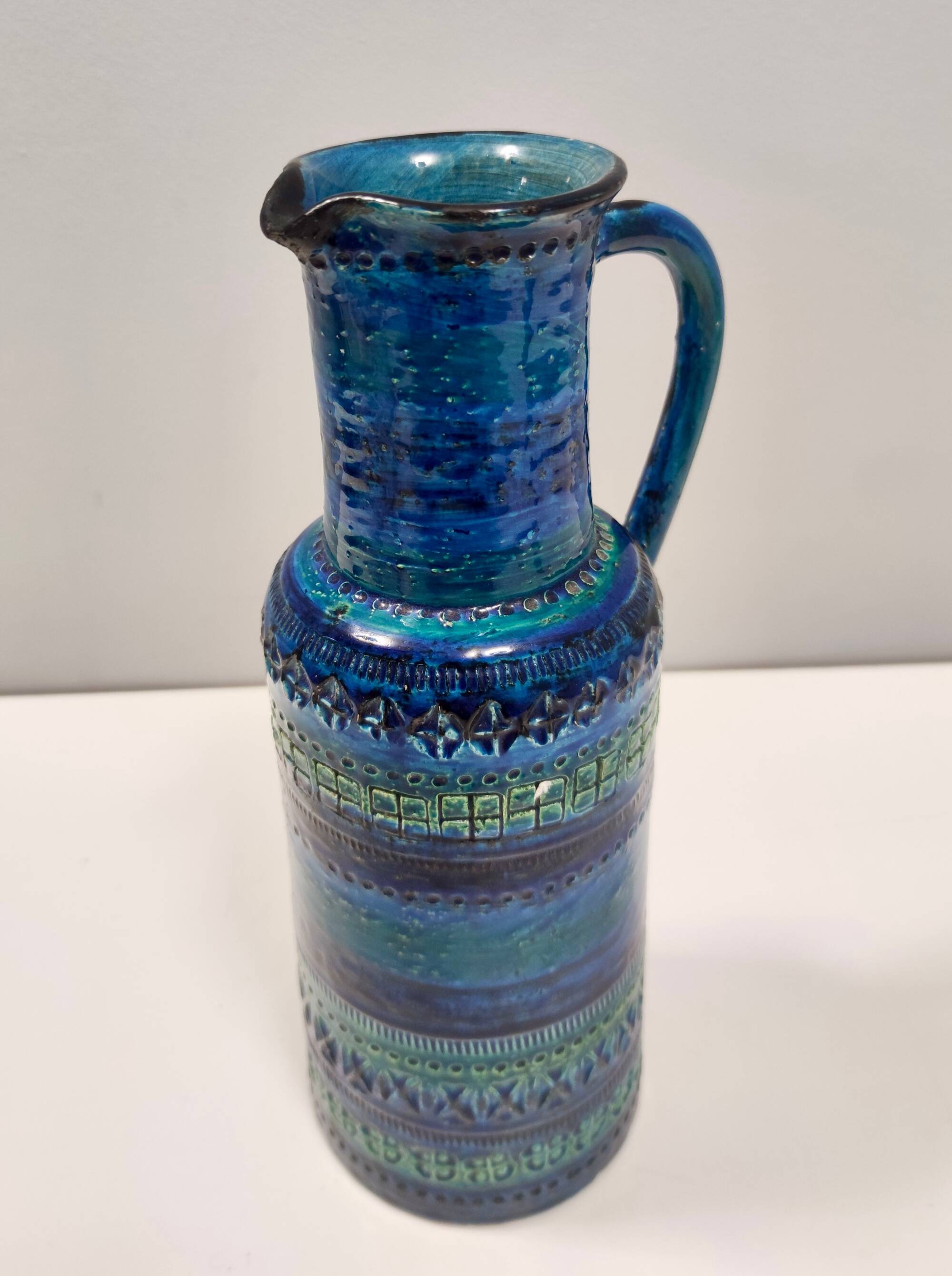 Rimini Blue Ceramic Pitcher Vase by A. Londi and F. Montelupo for Bitossi