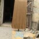 Base stuck blue beige marble-plaster, fringed lampshade Houles, 21st century.