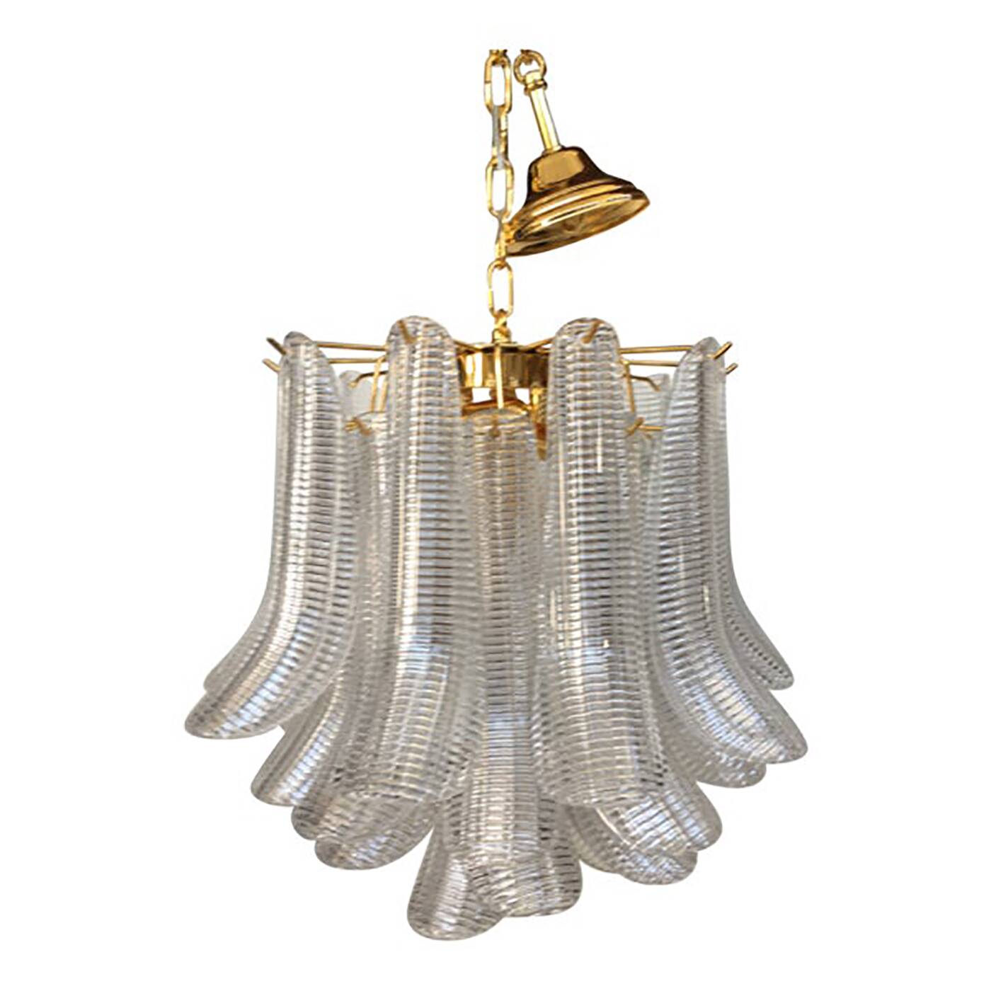 Contemporary Murano Glass "Sella" Chandelier With a Gold 24k Metal Frame