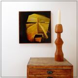 Large vintage turned wooden candlestick - 1960s