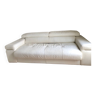 3-seater convertible sofa in white leather