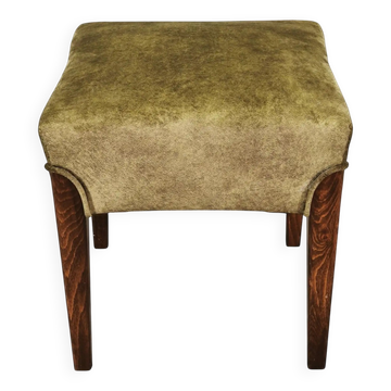 Art Deco Beech Wood Stool, Czechoslovakia, 1930s