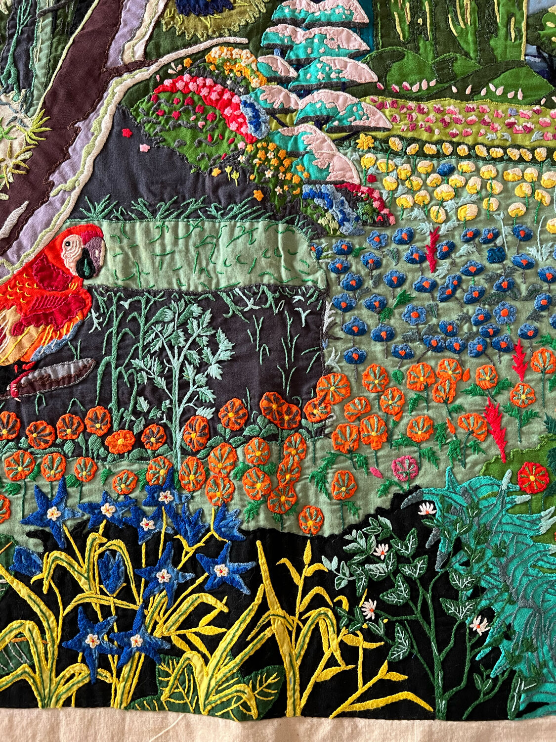 Embroidered wall hanging