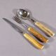 Vintage stainless steel and horn table service for 6 people, Germany 1950s.