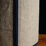 Large cylindrical lampshade in vintage burlap
