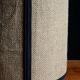 Large cylindrical lampshade in vintage burlap