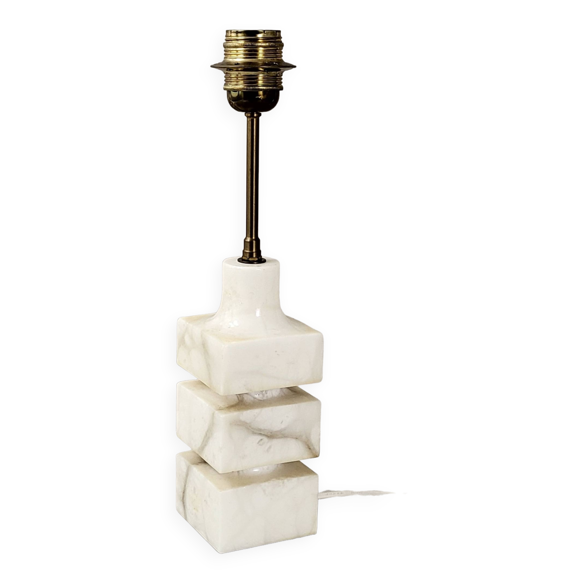 Vintage 1970 lamp in marble & brass