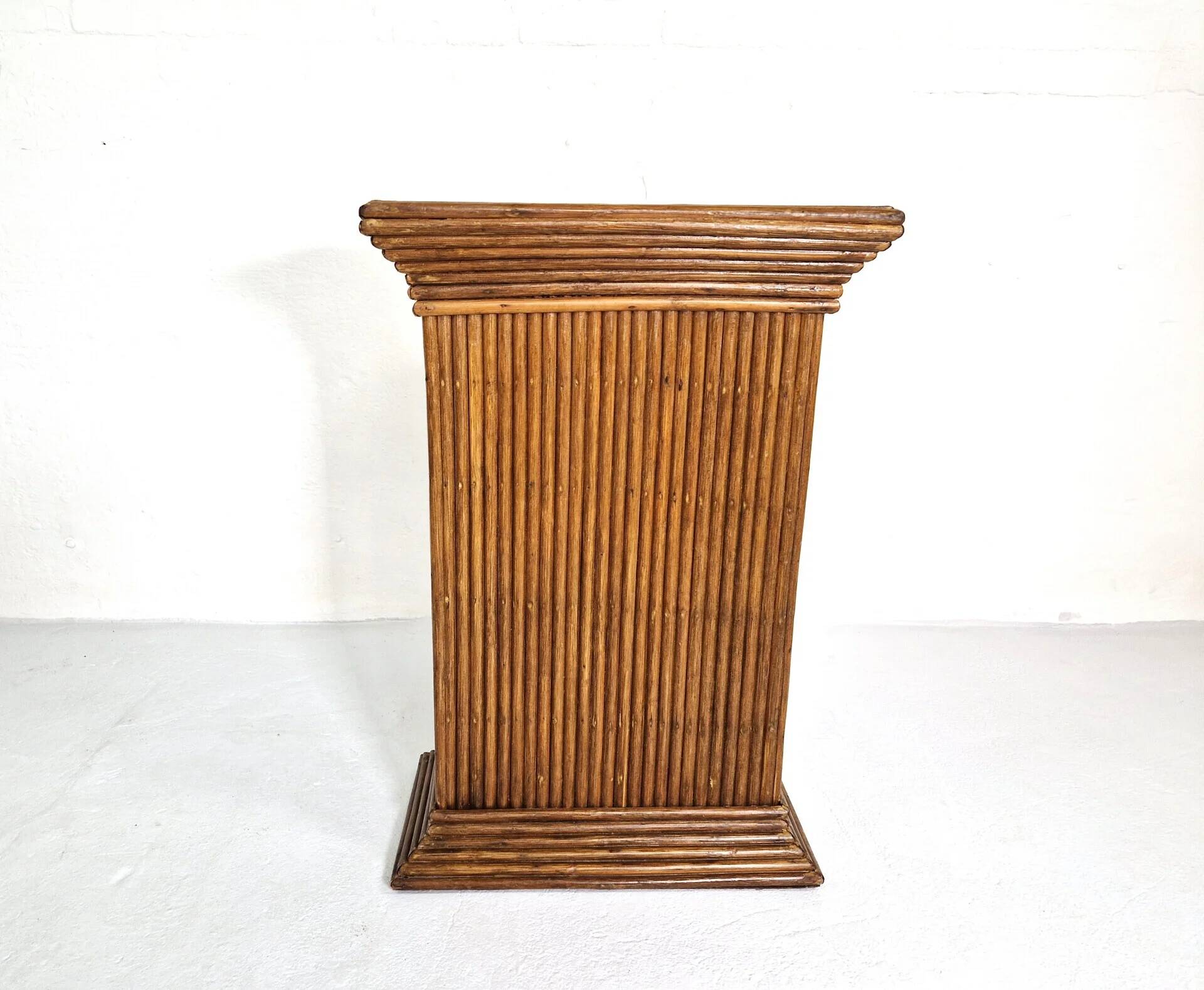 Gabriella Crespi style pencil reed planter stand, 1970s