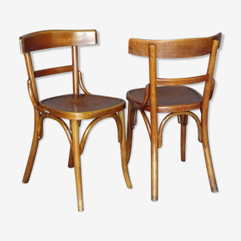 Set de 2 chaises bistrot fischel 1930, assises bois