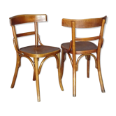 Set de 2 chaises bistrot fischel 1930, assises bois