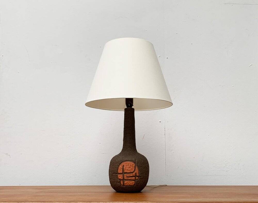 Brutalist Danish studio ceramic table lamp, 1979