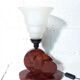 Lampe sculptural art déco en loupe d’acajou