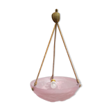 Art deco ceiling lamp in pink pressed molded glass - working condition - "the grapes"