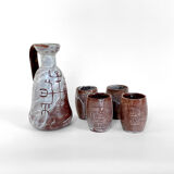 Ceramic beverage set by Juliette Derel, Vallauris, 1960