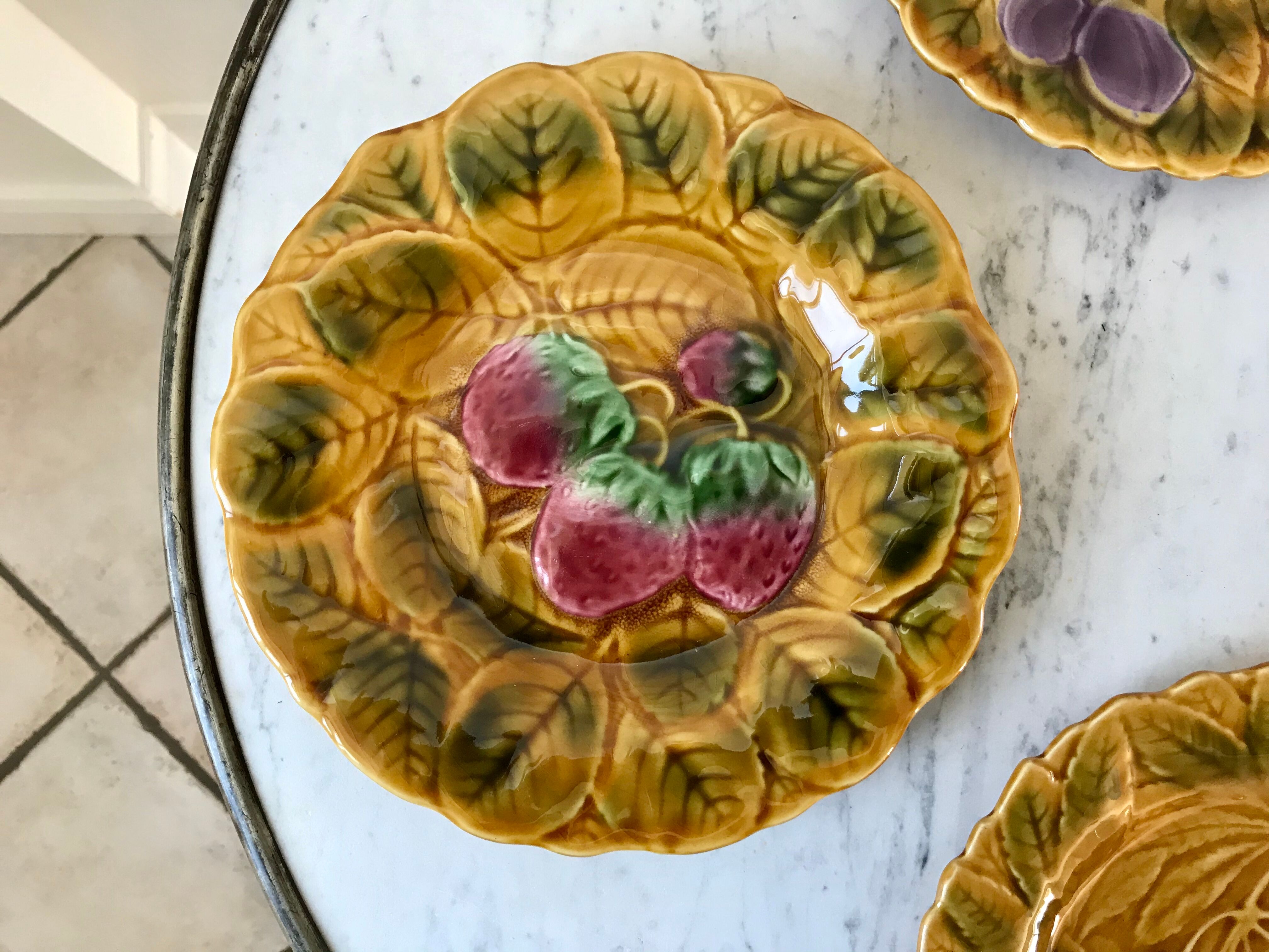 Set of 5 dessert plates in Sarreguemines 60s