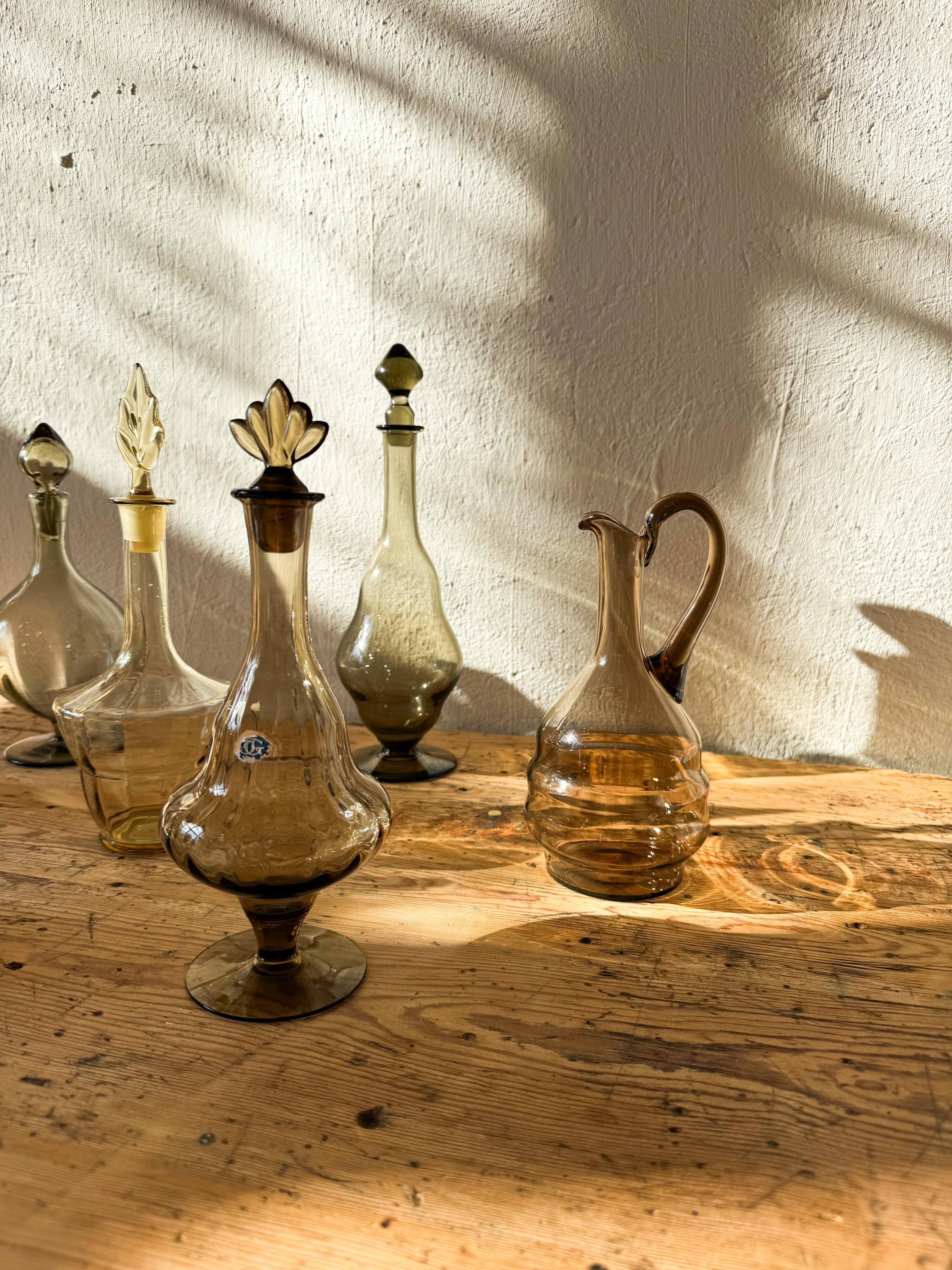 Art Deco Collection of 10 Sculptural Carafes Sweden 1920s