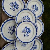 Loy 6 assiettes fleurs bleues Badonviller