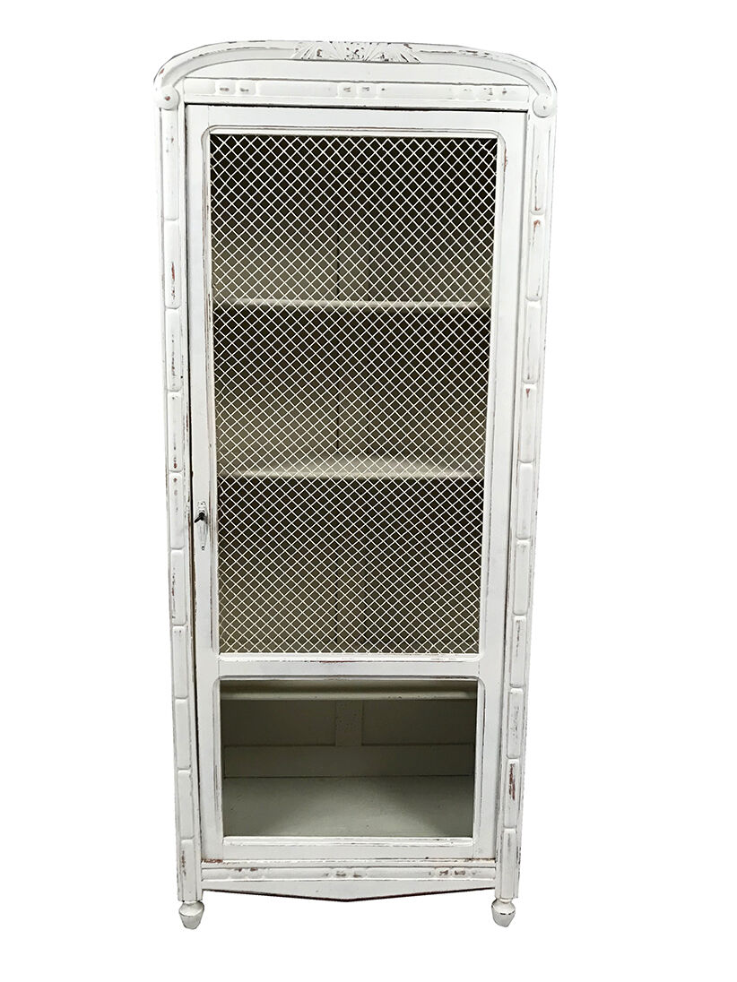 Armoire une porte grillagée en partie haute et verre en partie basse