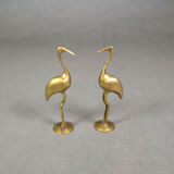 Couple d'ibis en laiton vintage