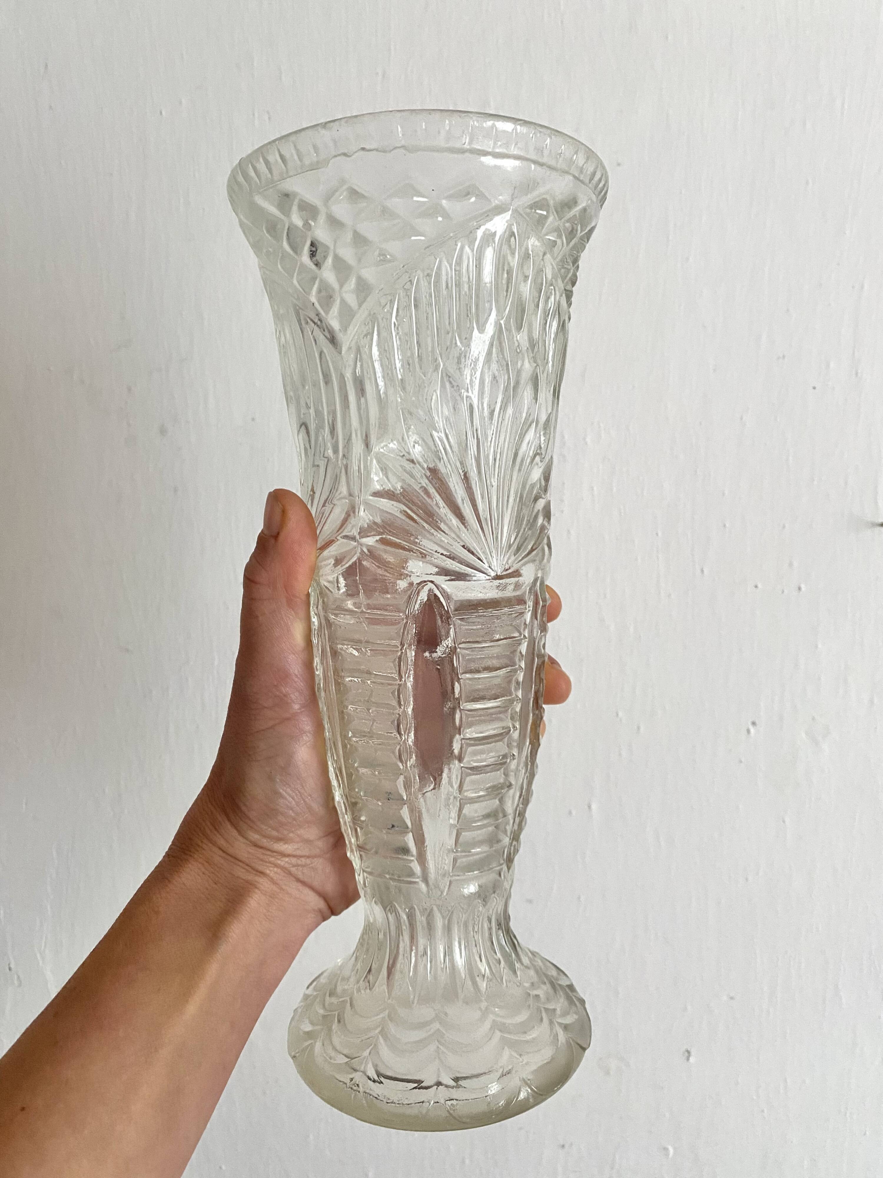 Pair of vintage molded glass vases