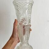 Paire de vases vintage en verre moulé