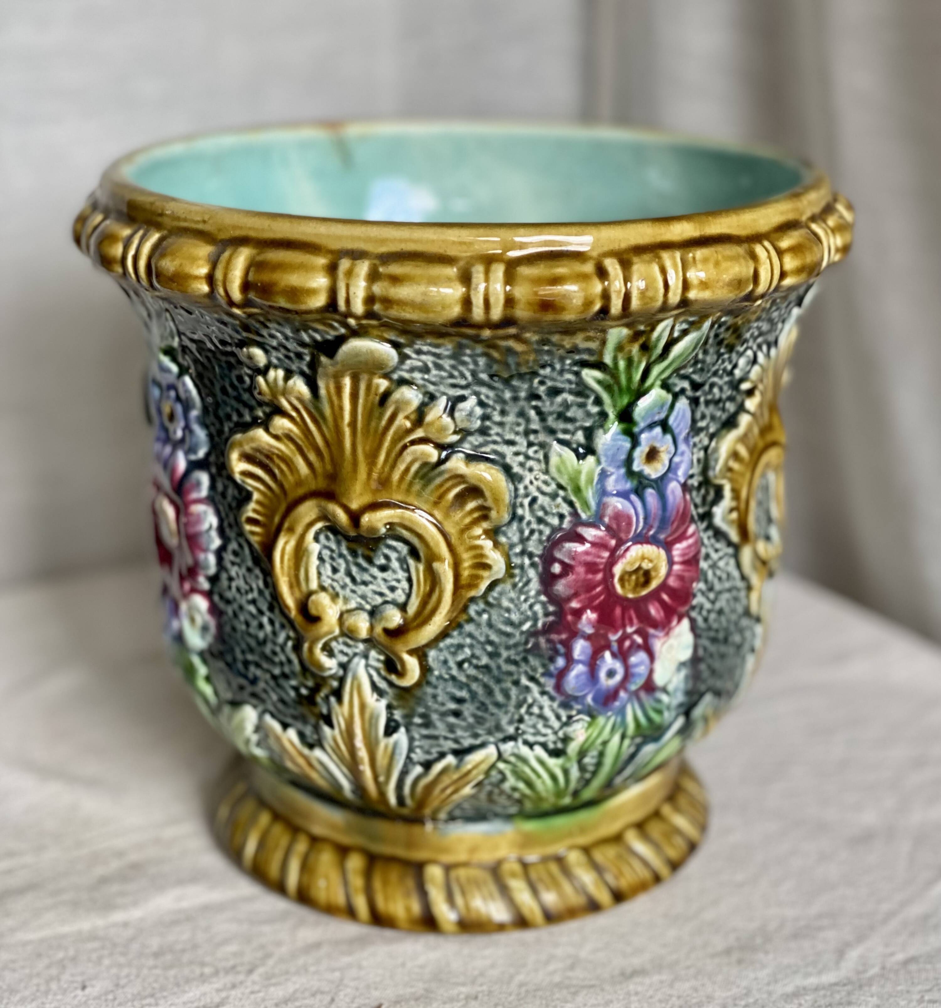 19th-century earthenware cache pot