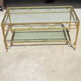 Gold metal and glass coffee table