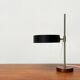 Mid-century minimalist table lamp with a teak veneer base, 1960s.