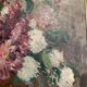 Antique painting, still life with lilacs and peonies signed Van der Berg circa 1950
