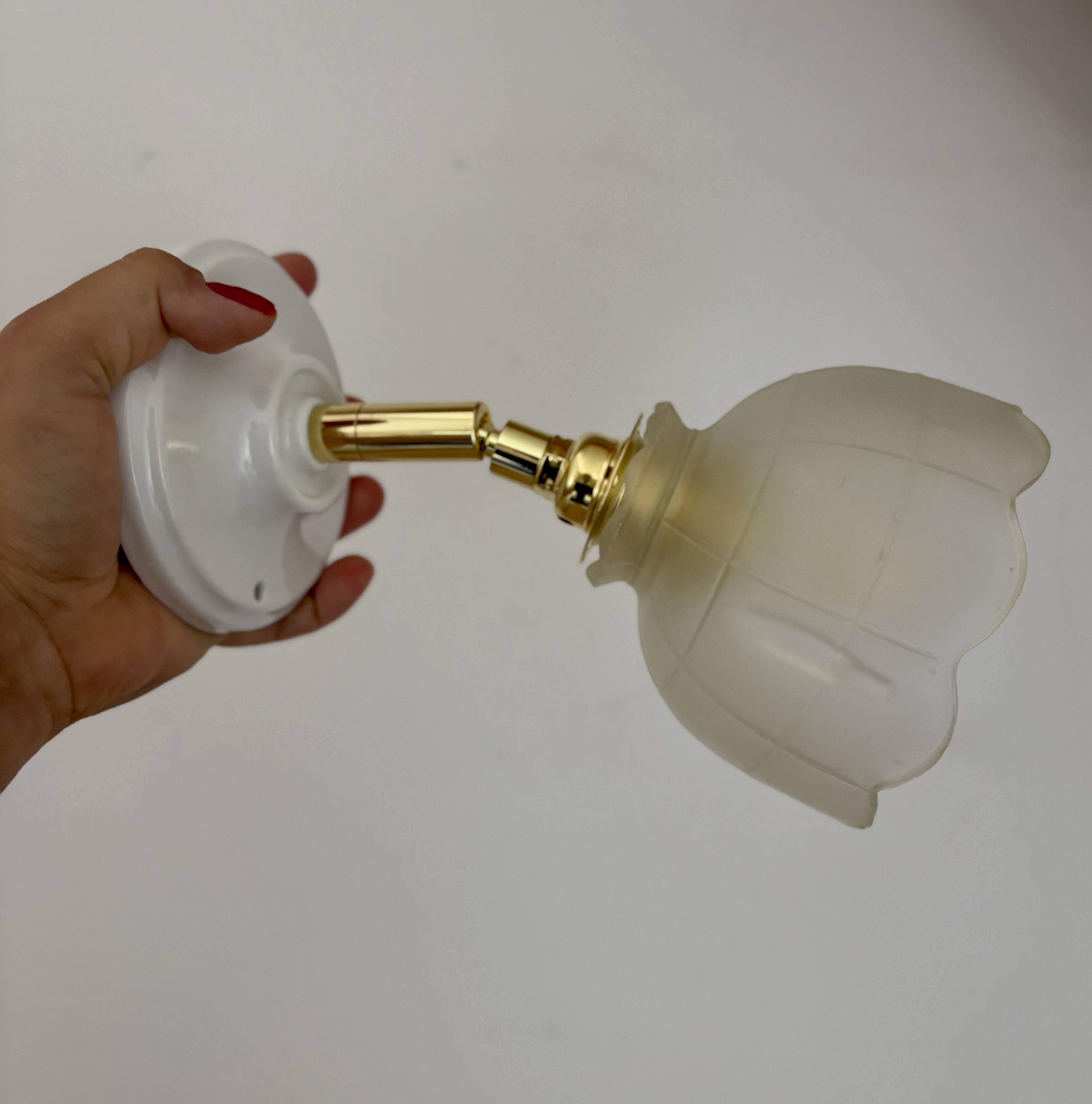 Vintage frosted glass tulip wall light