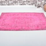 Oushak Floor Pink Wool Carpet 3148
