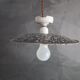 Old pendant light in speckled gray enameled sheet metal