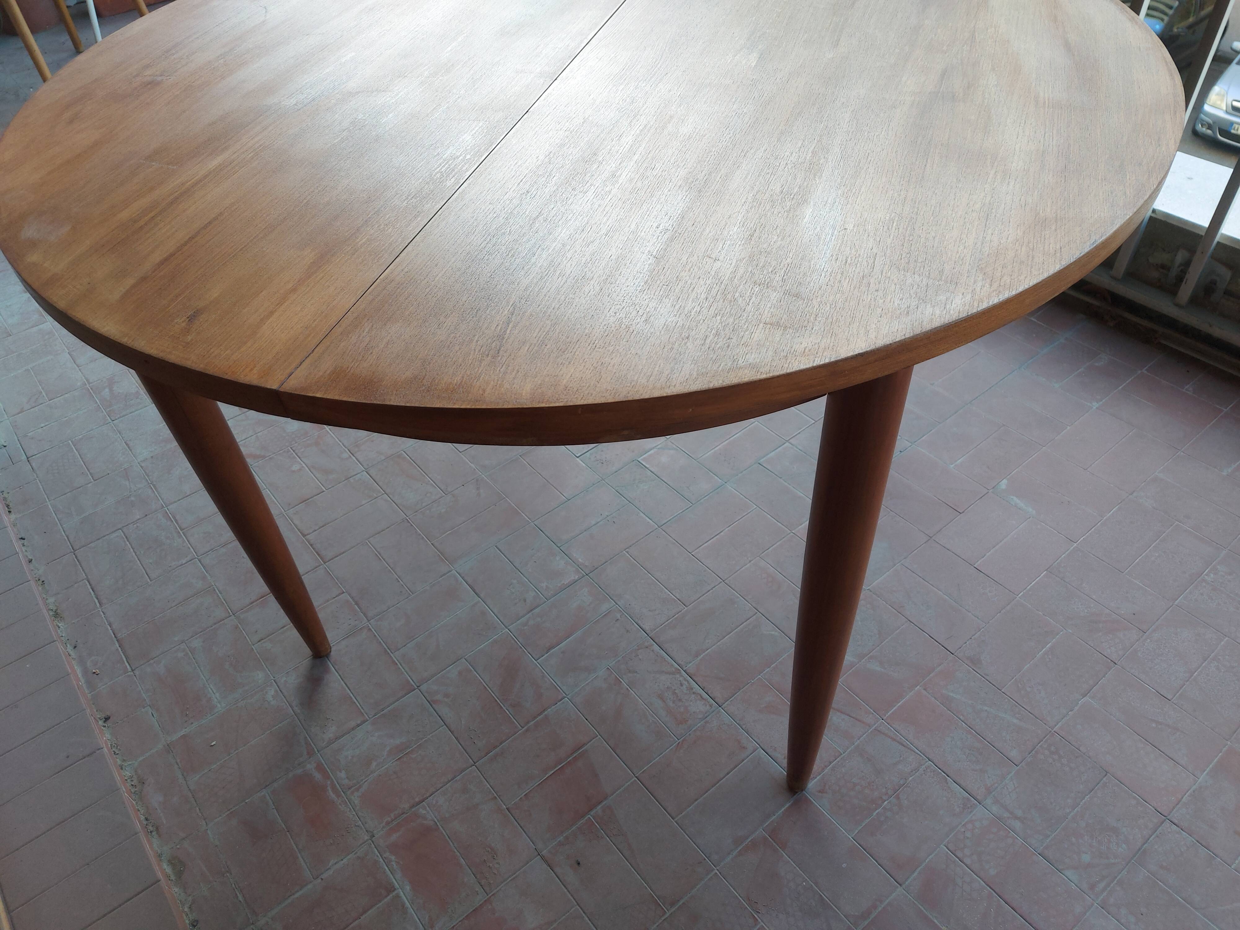 Scandinavian design teak table with extension cord