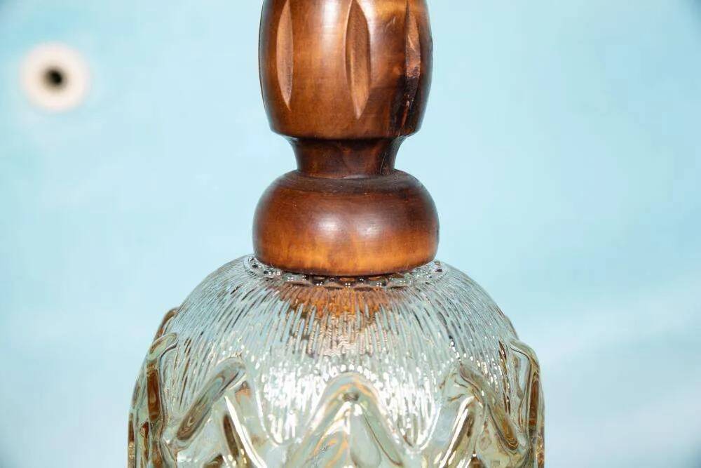 1970s brutalist glass pendant, vintage Swedish pendant.