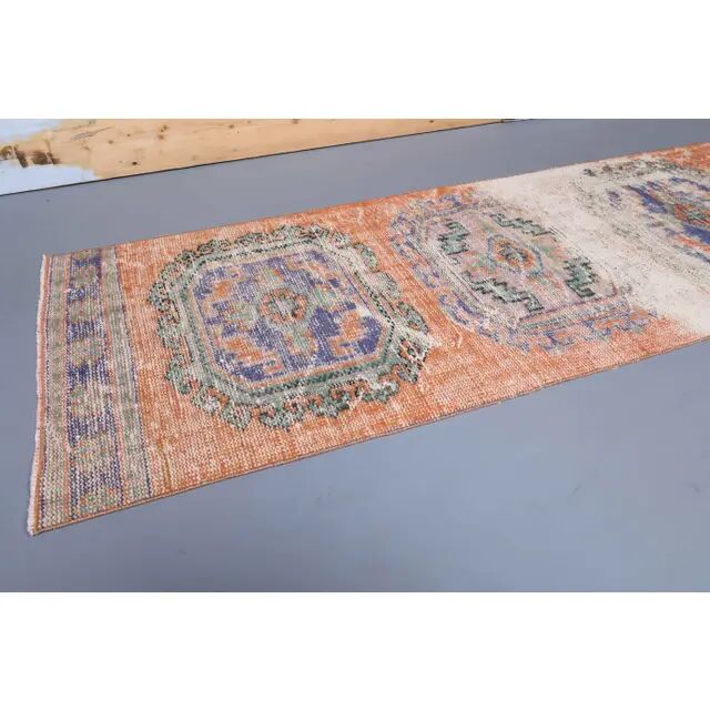 1970s Turkish Hand-Knotted Runner Rug 82x338