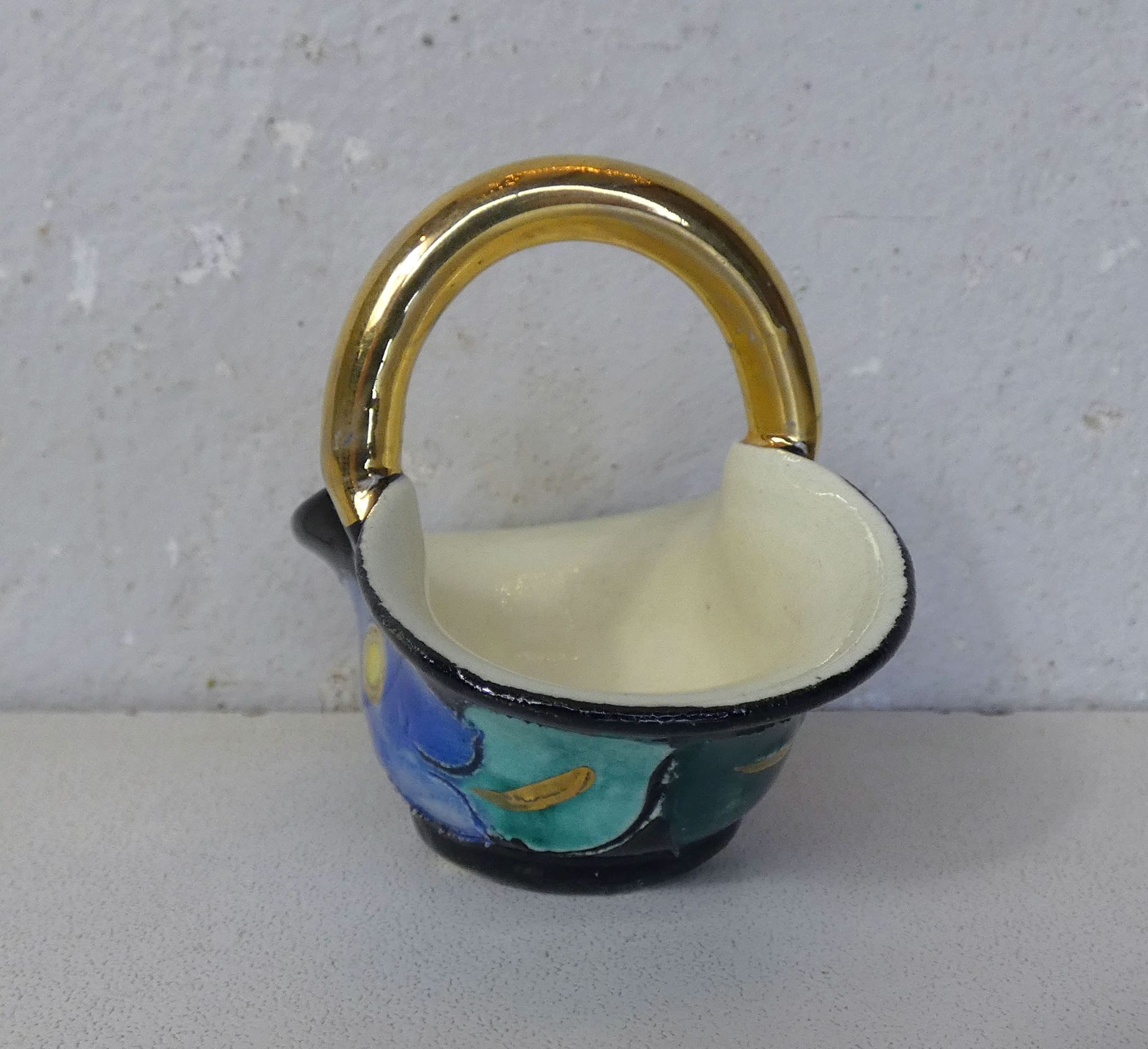 Basket signed vallauris vintage ceramic